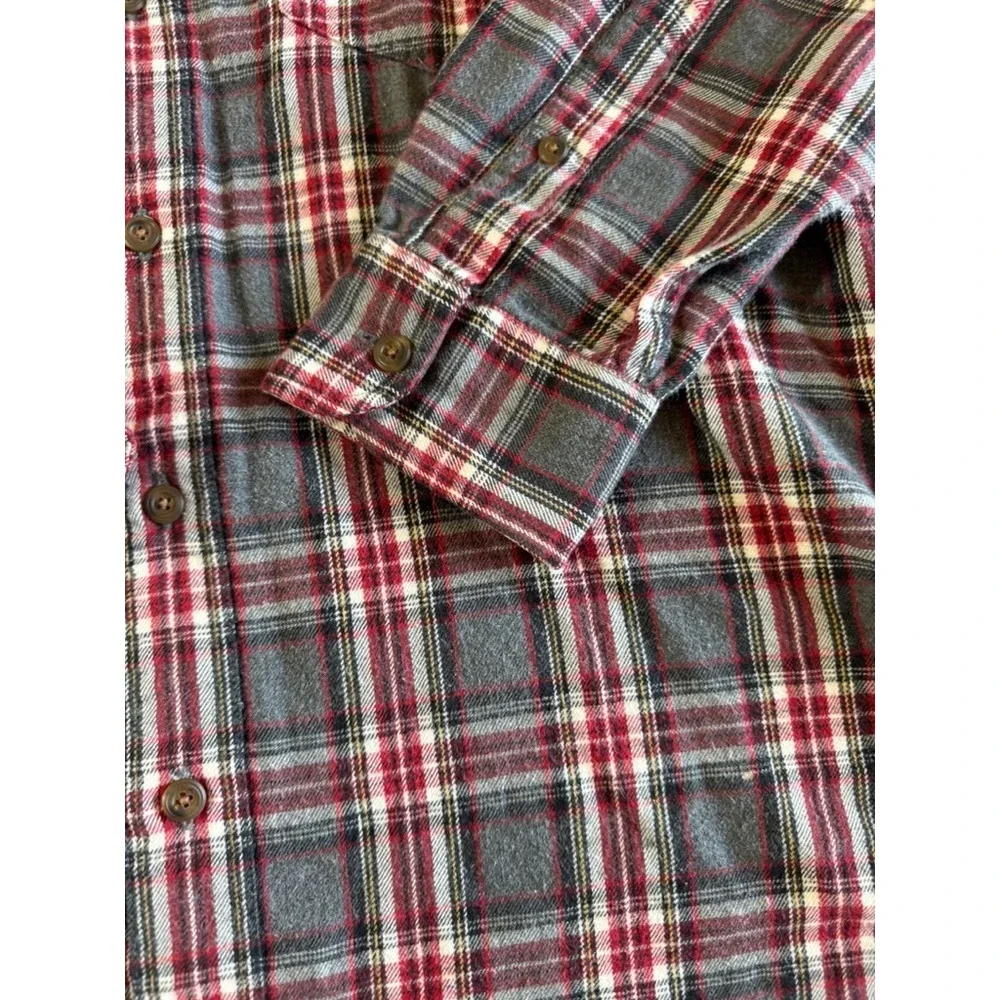 VINTAGE J. Crew Flannel Shirt Mens Medium Oarsman Red Gray Plaid Preppy‎ 90s